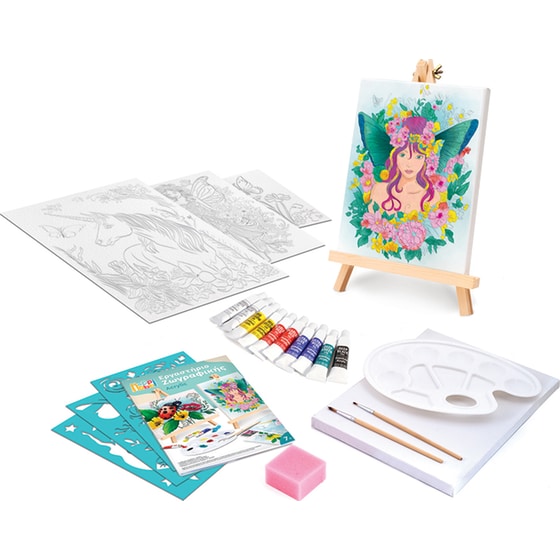 AS Company HappiHobbi Σετ Εργαστήριο Ζωγραφικής με Ακρυλικά Χρώματα & Ξύλινο Καβαλέτο (1038-11042) - Τυχαία Επιλογή Σχεδίου image 11