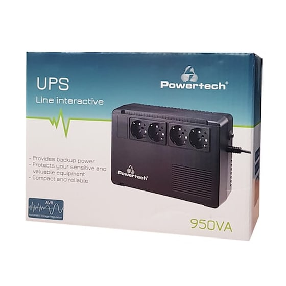 Powertech Ups Line Interactive Pt-950c, 950va/570w, 4x Schuko image 1