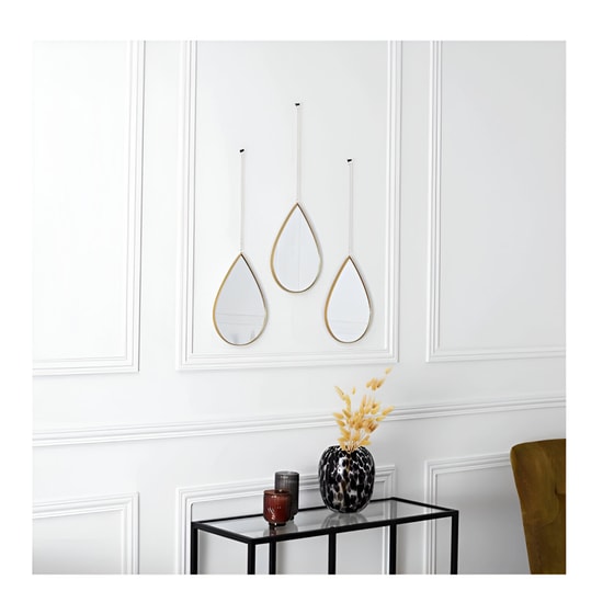 Σετ Διακοσμητικόι Καθρέπτες Τοίχου Home Deco Factory Πλαστικοί 3 Τμχ 19x1x27cm - Χρυσό image 1