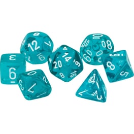 Σετ Ζάρια - 7 Dice Set Translucent Polyhedral Teal With White Chessex