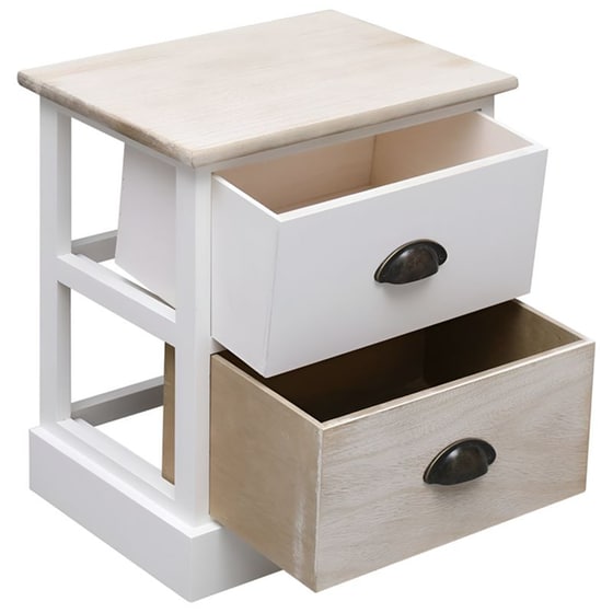 Κομοδίνο Vidaxl Από Ξύλο Παυλώνιας 2τμχ 38x28x45 cm - Φυσικό Λευκό image 3
