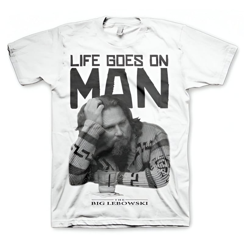 HYBRIS T-shirt Hybris The Big Lebowski Life Goes On Man - Λευκό