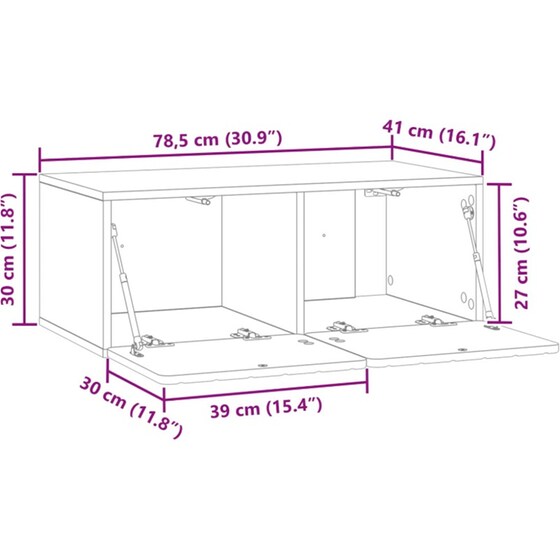 Επιτοίχιο Έπιπλο Τηλεόρασης VidaXL 78.5x41x30 cm - Γκρι image 10