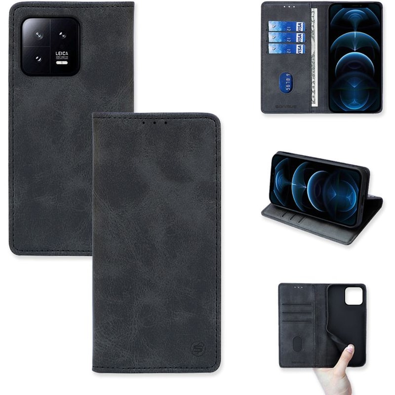 SONIQUE Θήκη Xiaomi 13 Pro - Vintage Magnet Book Sonique - Μαύρο