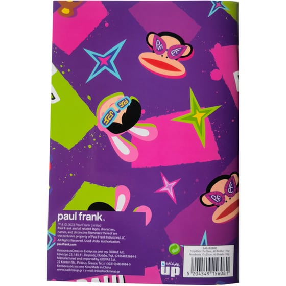 Τετράδιο Καρφίτσα BACK ME UP Β6 Paul Frank Bubble Punk 40 Φύλλων (1 Τεμάχιο - 2 σχέδια) image 3