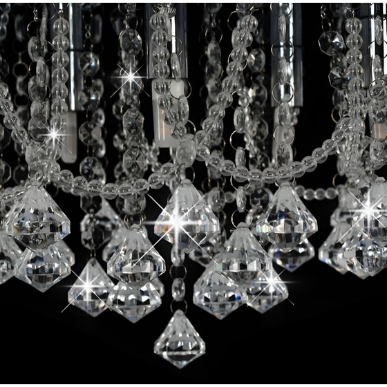 Φωτιστικό Οροφής Vidaxl Στρογγυλό Ασημί Με Κρυσταλλινές Χάντρες 4xG9 image 2