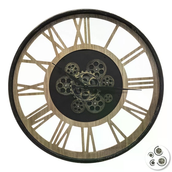 Αναλογικό Ρολόι Aria Trade Τοίχου 57x6.4 cm - Μαύρο/Καφέ image 0