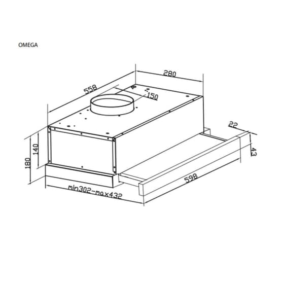 DAVOLINE OMEGA PLUS BLK 60 Απορροφητήρας Συρόμενος 60 cm Μαύρο image 3