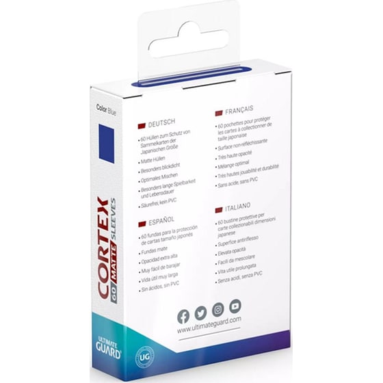 Ultimate Guard Cortex Card Sleeves Japanese Small Size - Matte Blue (60 Sleeves) image 2