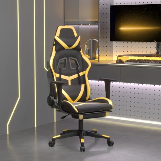 Καρέκλα Gaming VIDAXL 345436 με Υποπόδιο από Τεχνητό Δέρμα - Μαύρο image 8