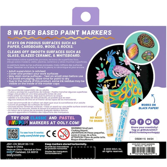 Μαρκαδόροι Ooly Vivid Pop! Water Based Ακρυλικοί Μεταλλικοί (8 Τεμάχια) image 12