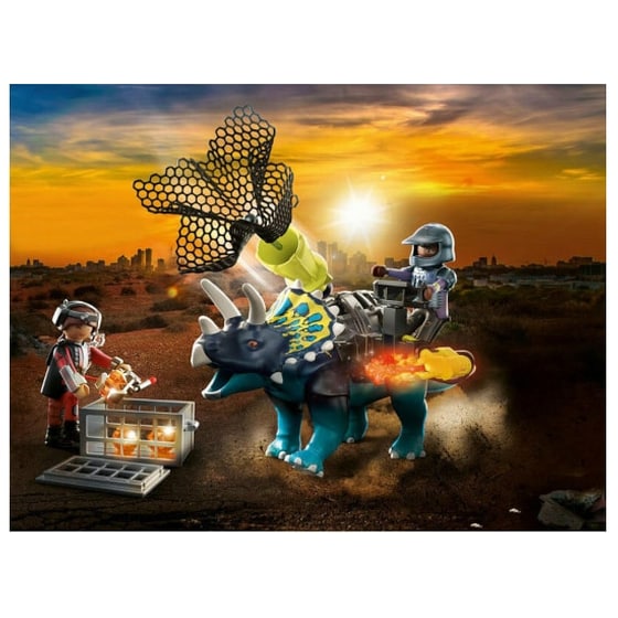 PLAYMOBIL® Dino Rise Τρικεράτωψ με Πανοπλία-Κανόνι και Μαχητές (70627) image 1