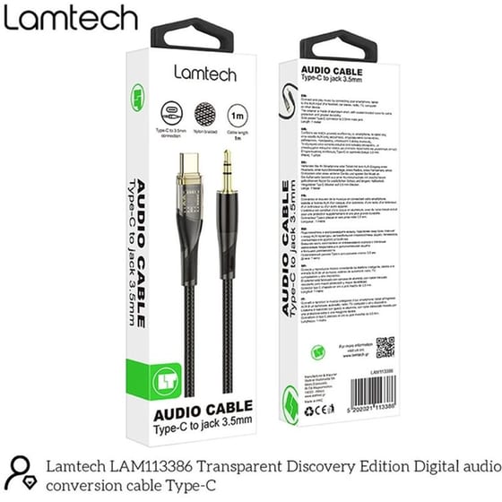 Καλώδιο Ήχου Lamtech Audio USB-C σε Jack 3.5mm 1m - Black (lam113386) image 1