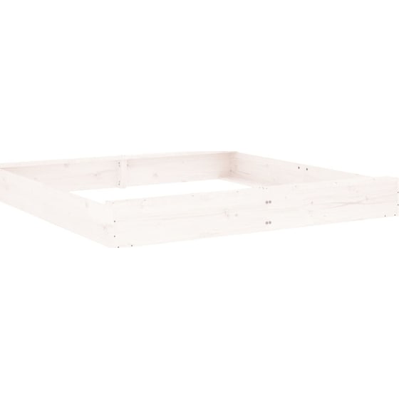 VidaXL Αμμοδόχος με Καθίσματα Τετράγωνη 160x160x20cm Ξύλινη - Λευκό image 4