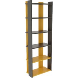 Βιβλιοθήκη 24Mall Sakr από Μοριοσανίδα 63x32x180 cm - Ανθρακί/Κίτρινο