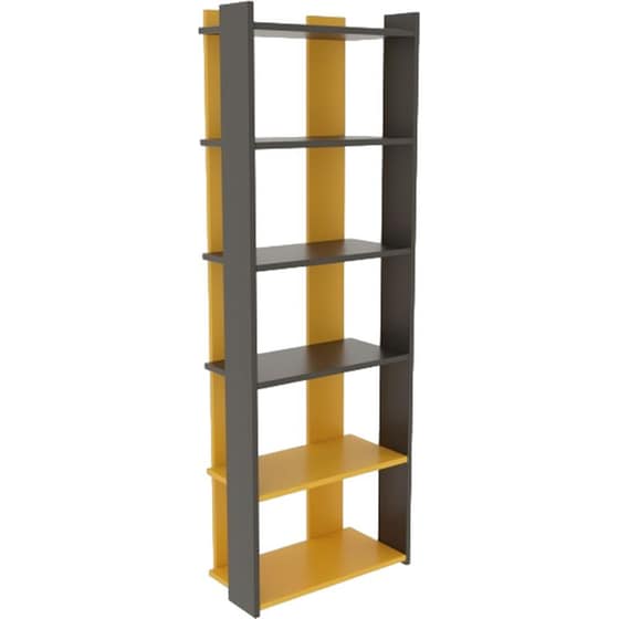 Βιβλιοθήκη 24Mall Sakr από Μοριοσανίδα 63x32x180 cm - Ανθρακί/Κίτρινο image 0