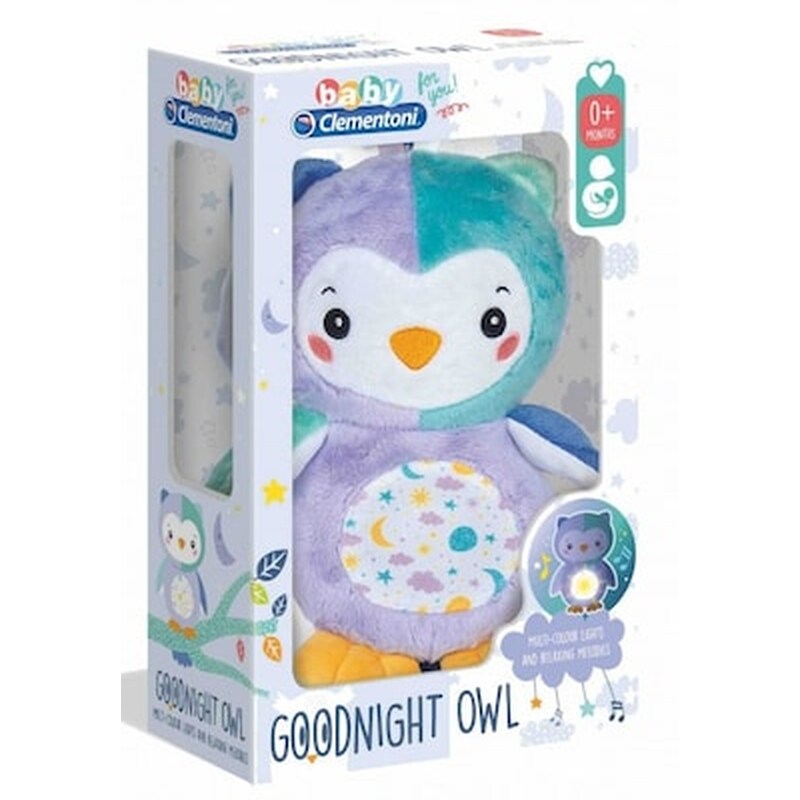 Baby Clementoni Βρεφικο Χνουδωτο Κουκουβαγια Με Φως 1000-17268