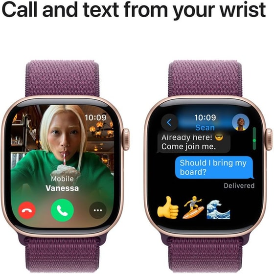 Apple Watch Series 10 GPS 46mm Rose Gold Aluminium Case with Plum Sport Loop image 7