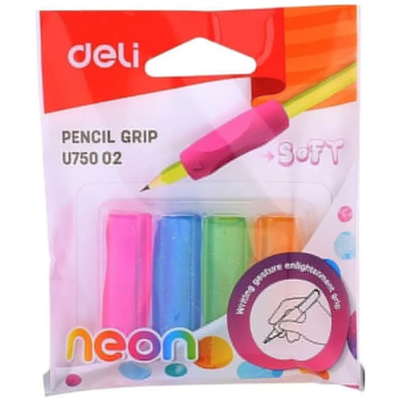 Σετ Κάλυμμα Μολυβιού Σιλικόνης Deli Neon Soft Grip (4 Τεμάχια) image 0