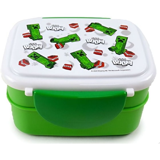 Σετ Φαγητοδοχείο Puckator Με Κουτάλι & Πιρούνι Bento Minecraft Creeper & TNT Πράσινο image 0