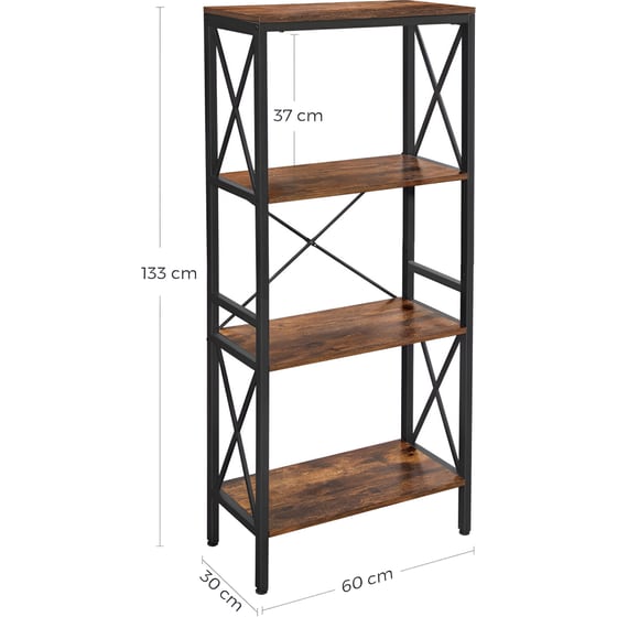 Βιβλιοθήκη Vasagle LLS030B01 Μεταλλική 60x133 cm - Μαύρο/ Καφέ image 2