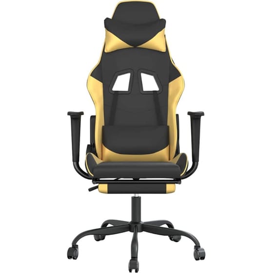 Καρέκλα Gaming VIDAXL 345413 με Υποπόδιο από Τεχνητό Δέρμα - Μαύρο image 1