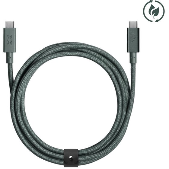 Καλώδιο Φόρτισης και Μεταφοράς Δεδομένων Native Union Belt Cable Pro USB-C σε USB-C 2.4m 240W - Slate Green image 0