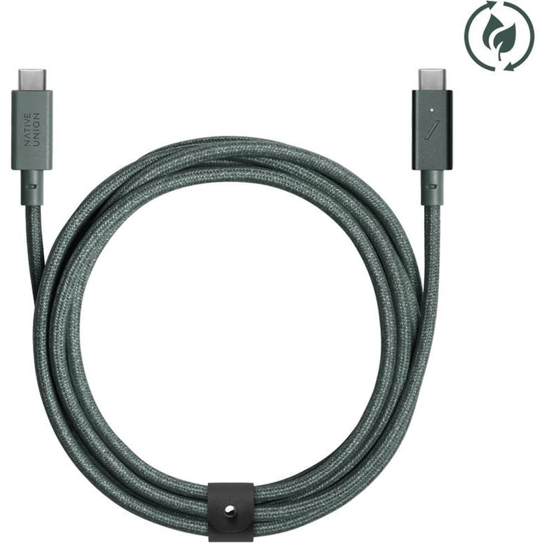 Καλώδιο Φόρτισης και Μεταφοράς Δεδομένων Native Union Belt Cable Pro USB-C σε USB-C 2.4m 240W - Slate Green