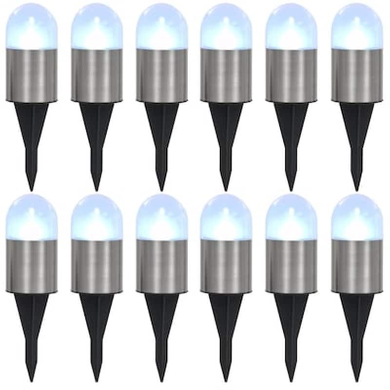 VIDAXL Vidaxl Φωτιστικά Ηλιακά Χωνευτά - Καρφωτά Led 12 Τεμ. Λευκό