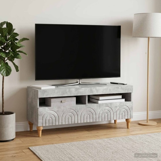 Έπιπλο Τηλεόρασης με LED VidaXL από Επεξεργασμένο Ξύλο - Γκρι Σκυροδέματος image 2