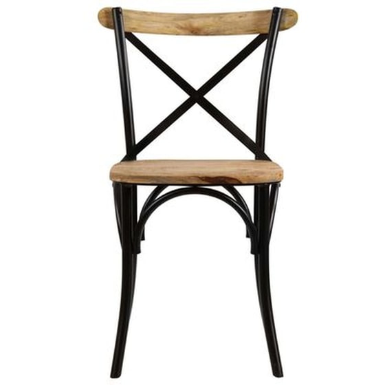 Καρέκλες Vidaxl Με Χιαστί Πλάτη από Μασίφ Ξύλο Μάνγκο 6 Τμχ - Μαύρες image 4