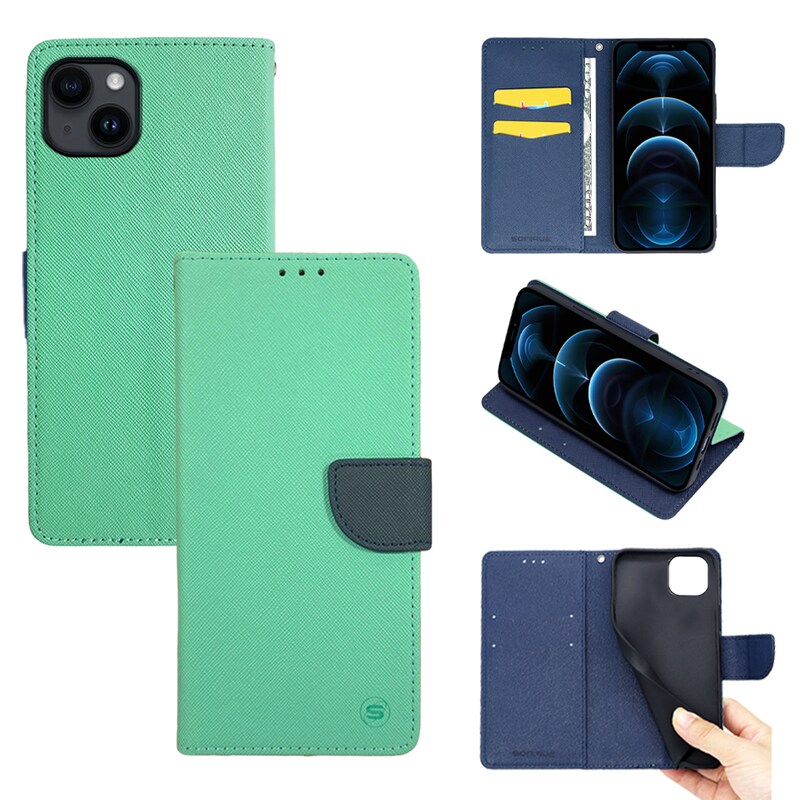 Θήκη Apple iPhone 14 Plus - Sonique Trend Book - Βεραμάν / Σκούρο Μπλε