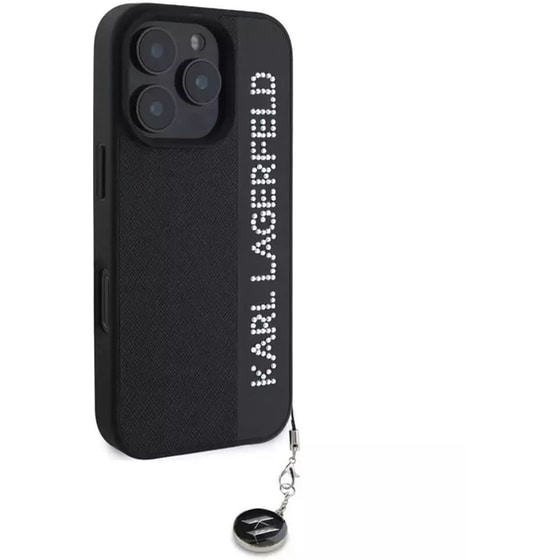 Θήκη Apple iphone 16 Pro - Karl Lagerfeld Saffiano Rhinestones And Charm - Μαύρο image 1