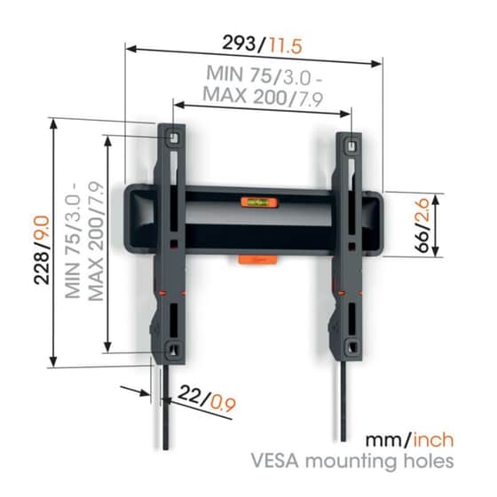 Βάση Τηλεόρασης Επιτοίχια Vogels TVM 3203 Σταθερή 19" - 50" έως 30kg image 1