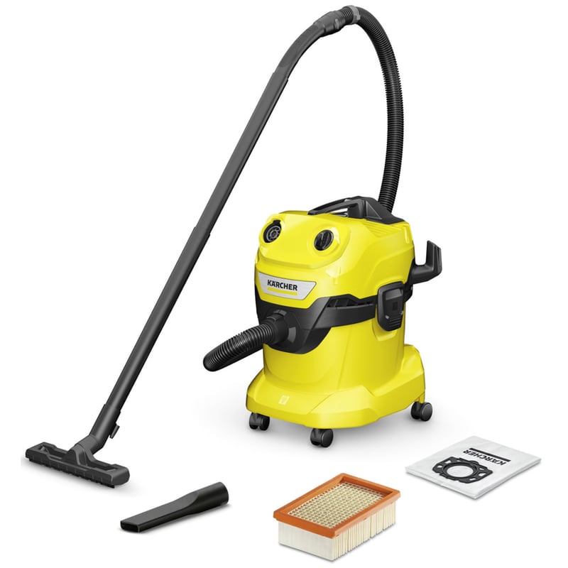 Σκούπα Υγρών και Στερεών KARCHER WD 4 V-20/5/22 1000 W με Κάδο 20 L Κίτρινο