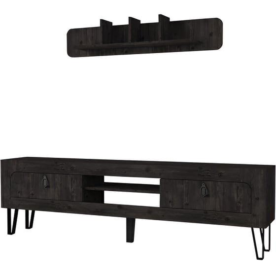 Έπιπλο Τηλεόρασης 24Mall Ortigia από Μοριοσανίδα 180x29.5x55 cm - Σκούρο Καφέ image 0