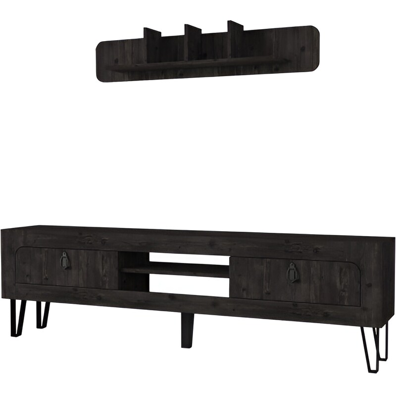 Έπιπλο Τηλεόρασης 24Mall Ortigia από Μοριοσανίδα 180x29.5x55 cm - Σκούρο Καφέ 24MALL