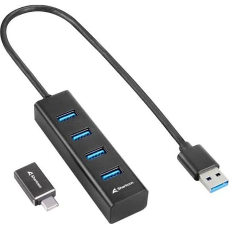 SHARKOON Sharkoon USB 3.2 Hub 4 Θυρών με σύνδεση USB-A / USB-C - Μαύρο