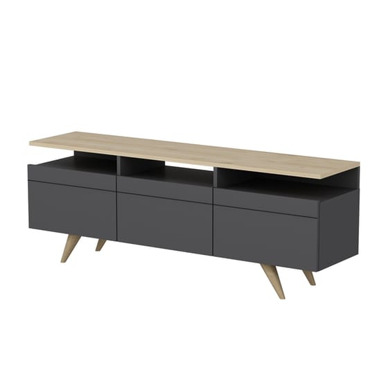 Έπιπλο Τηλεόρασης Melone από Μοριοσανίδα 150x35x52cm - Ανθρακί/Καφέ image 2