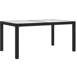 Τραπέζι Εξωτερικού Χώρου VidaXL από Ρατάν/Γυαλί 150x90x75 cm - Μαύρο