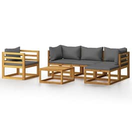 Vidaxl Σαλόνι Κήπου 6 Τεμαχίων Από Μασίφ Ξύλο Ακακίας Με Μαξιλάρια