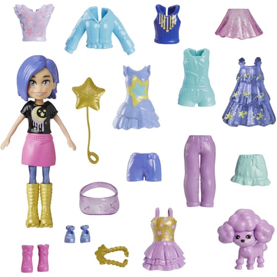 Mattel Κούκλα Polly Pocket με μόδες μεσαίο πακέτο - 6 σχέδια (1 τεμάχιο) image 6