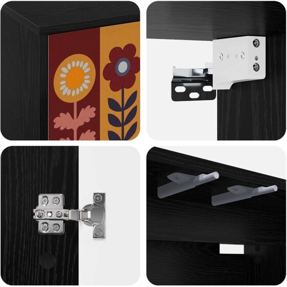 Έπιπλο Τηλεόρασης VidaXL ESSEN Επιτοίχιο 102 x 33 x 40 cm - Μαύρη Δρυς image 4