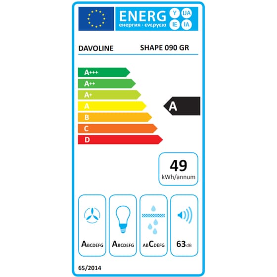 Απορροφητήρας Καμινάδα DAVOLINE SHAPE 090 GR 90 cm Γκρι image 1
