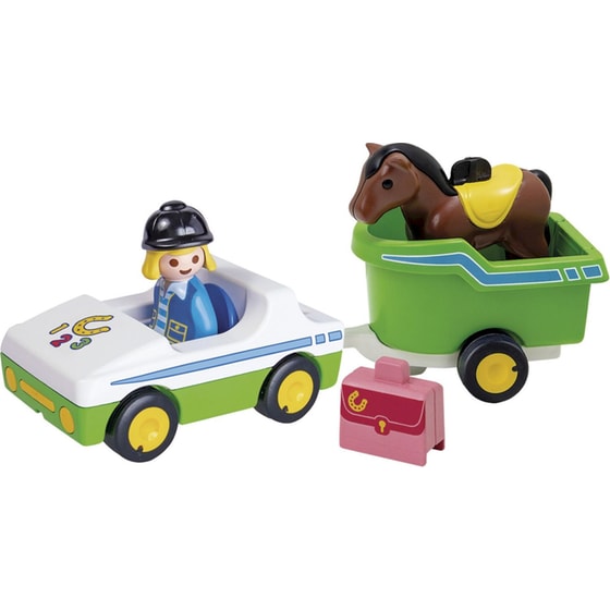 PLAYMOBIL® 1·2·3 Όχημα με Τρέιλερ Μεταφοράς Αλόγου (70181) image 2