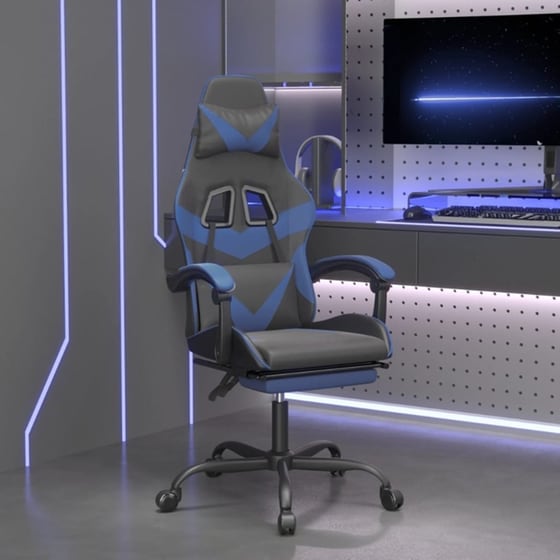 Καρέκλα Gaming VIDAXL 3143854 με Υποπόδιο από Τεχνητό Δέρμα - Μαύρο image 8