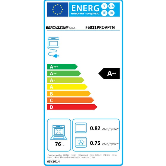 BERTAZZONI F6011PROVPTN Μαύρος 76 Lt Μαύρο Εντοιχιζόμενος Φούρνος Άνω Πάγκου image 1