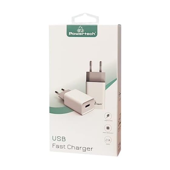 Φορτιστής Πρίζας Powertech Pt-761 Usb 2.1A - White image 1