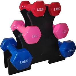 Σετ Βαράκια Εξάγωνα 2x1kg, 2x2kg, 2x3kg Level-S S-22056 από Βινύλιο με Βάση Στήριξης - Κόκκινο/Ροζ/Μπλε