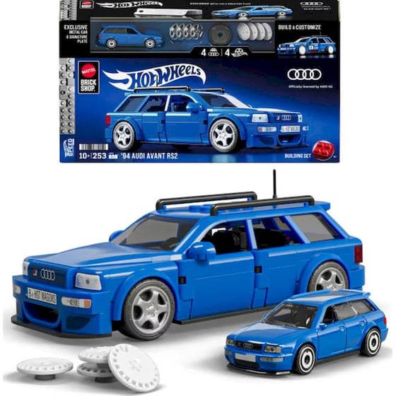 Mattel Hot Wheels Brick Shop Σετ Κατασκευής Speed Series Audi Avant RS2 1:32 (253 Κομμάτια) (JGR28) image 0